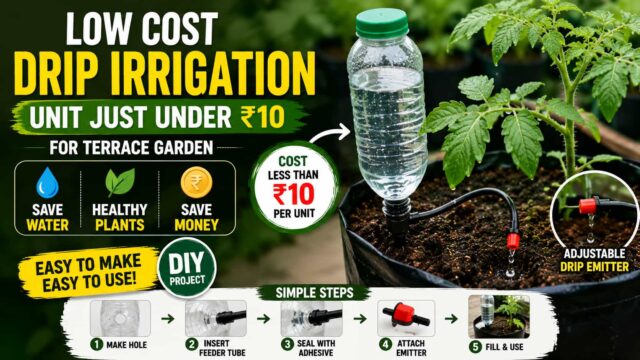 Low-Cost Drip Irrigation System for Terrace Gardens – Build One for Under ₹10 Low-Cost Drip Irrigation System for Terrace Gardens – Build One for Under ₹10