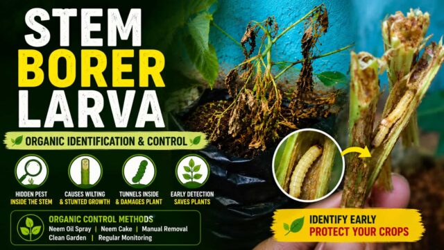 Stem Borer Larva in Plants – Identification, Damage, and Organic Control